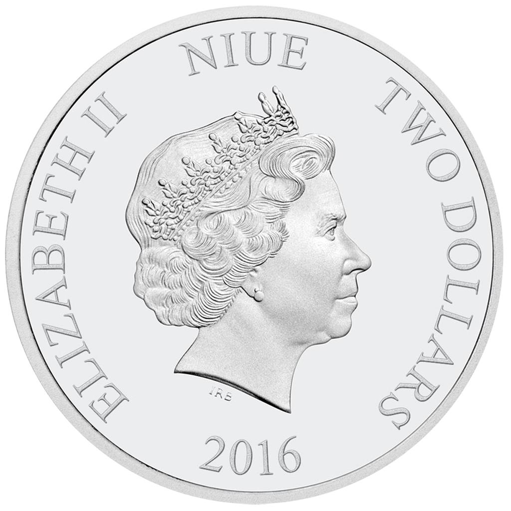 Niue 2016 $2 Star Wars Poe Dameron 1oz Silver Coloured Proof Coin
