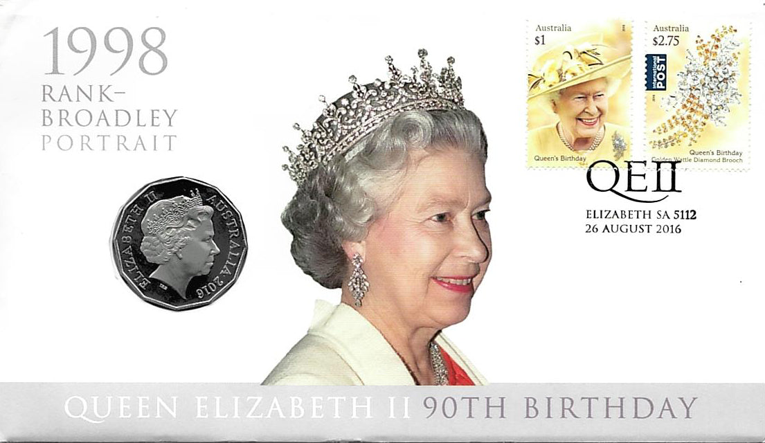 2016 50c Queen Elizabeth II 90th Birthday Rank-Broadley Portrait PNC