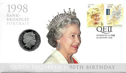 2016 50c Queen Elizabeth II 90th Birthday Rank-Broadley Portrait PNC