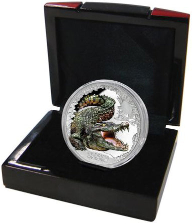 Tuvalu 2017 $1 Australia's Remarkable Reptile Saltwater Crocodile 1oz Silver Coloured Proof Coin