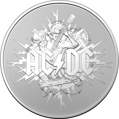 2021 $1 AC/DC 1oz Silver Frosted Uncirculated Coin