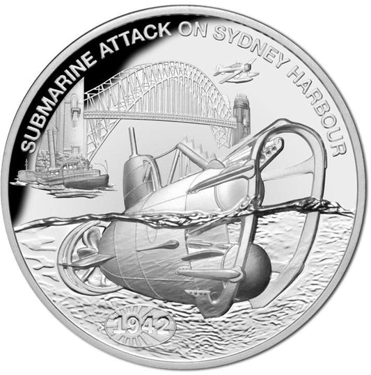 Niue 2017 $1 Submarine Attack on Sydney Harbour 1oz Silver High Relief Proof Coin