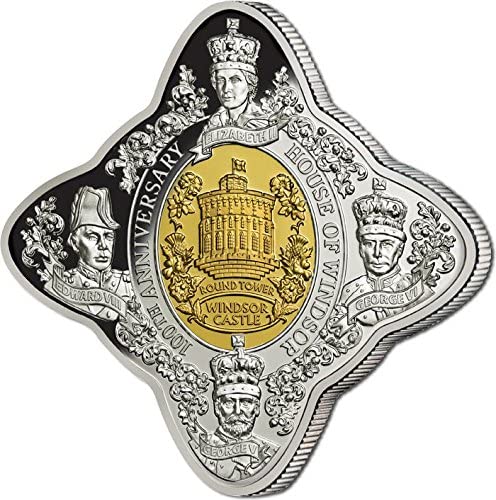 Tokelau 2017 $1 House of Windsor 100th Anniversary 1oz Silver Selectively Gold Plated Royal Star Shaped Proof Coin