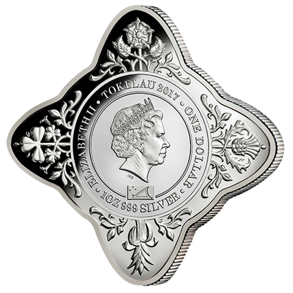 Tokelau 2017 $1 House of Windsor 100th Anniversary 1oz Silver Selectively Gold Plated Royal Star Shaped Proof Coin