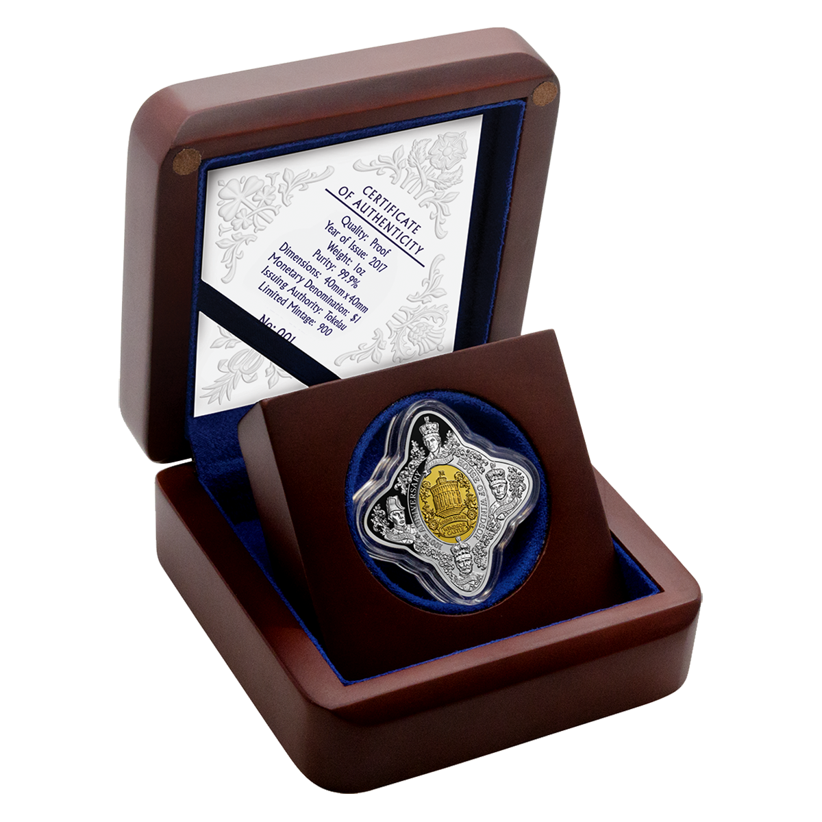 Tokelau 2017 $1 House of Windsor 100th Anniversary 1oz Silver Selectively Gold Plated Royal Star Shaped Proof Coin