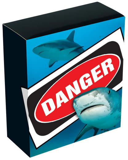 Tuvalu 2023 $1 Deadly and Dangerous Tiger Shark 1oz Silver Coloured Proof Coin