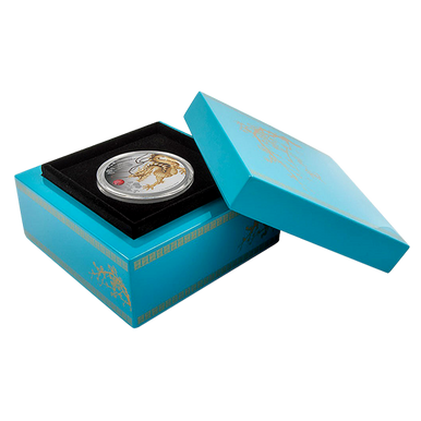 Niue 2015 $2 Feng Shui Dragon 1oz Silver Coloured Proof Coin