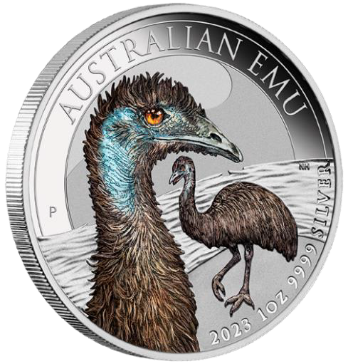 2023 $1 Australian Emu 1oz Silver Coloured Proof Coin