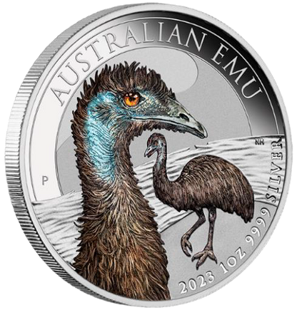2023 $1 Australian Emu 1oz Silver Coloured Proof Coin