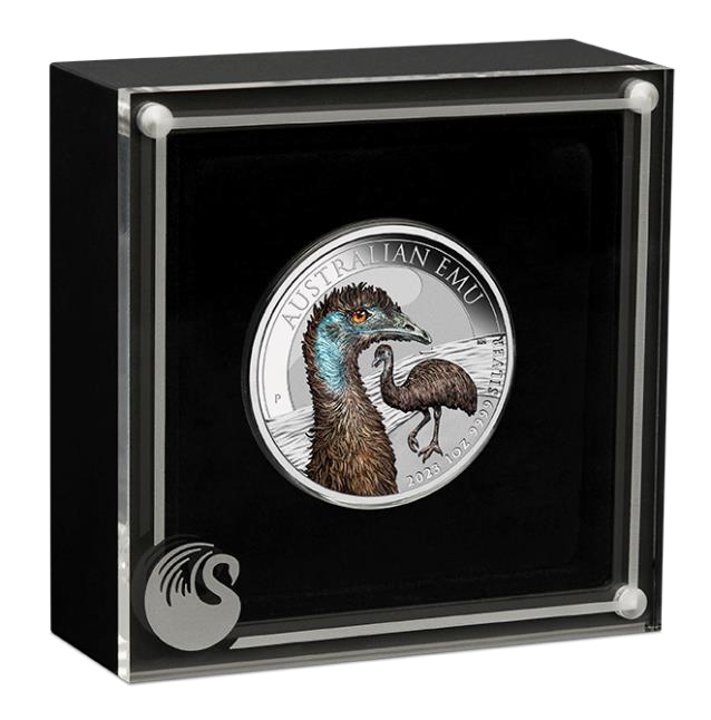 2023 $1 Australian Emu 1oz Silver Coloured Proof Coin