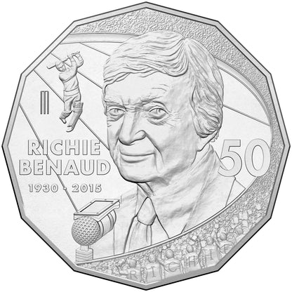 2017 50c Richie Benaud The Voice of Cricket Uncirculated Coin