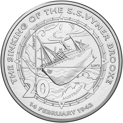2017 20c 75th Anniversary Sinking of The SS Vyner Brooke Uncirculated Coin