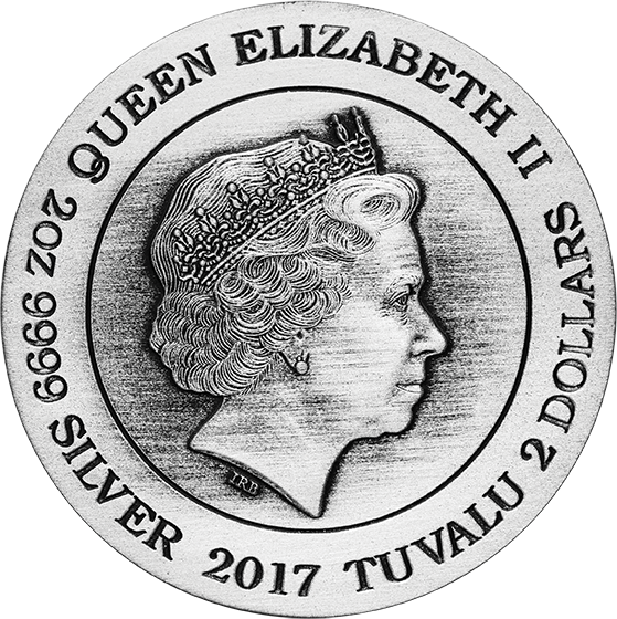 Tuvalu 2017 $2 Norse Goddesses Freya 2oz Silver Antiqued Coin