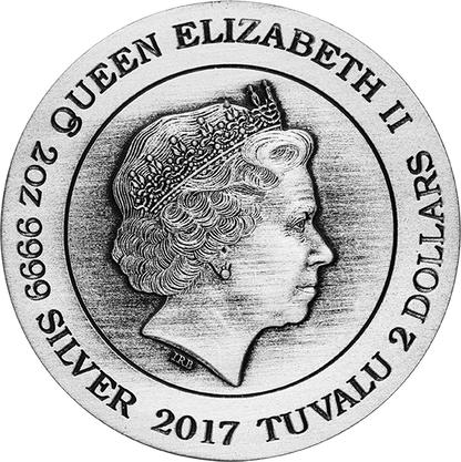 Tuvalu 2017 $2 Norse Goddesses Freya 2oz Silver Antiqued Coin