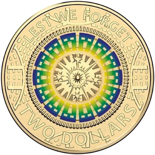 2017 $2 Lest We Forget Coloured Uncirculated Mint Roll