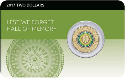 2017 $2 Lest We Forget Hall of Memory Coloured UNC Coin