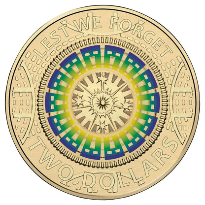 2017 $2 Lest We Forget Hall of Memory Coloured UNC Coin