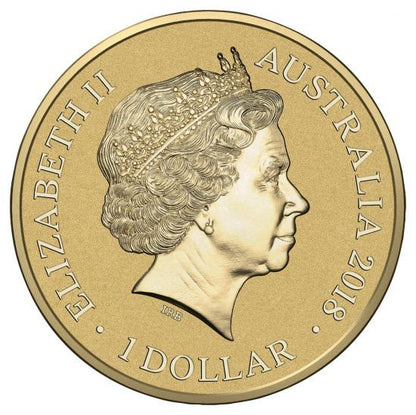 2018 $1 Gold Coast Commonwealth Games Borobi 'Australia' Counterstamp Coloured Uncirculated Coin