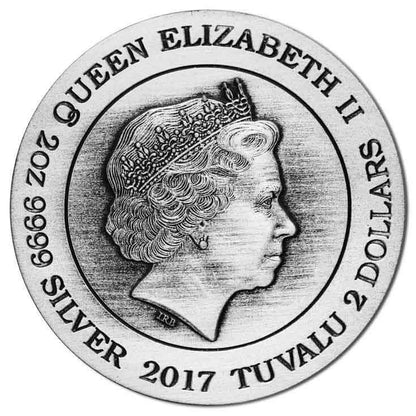 Tuvalu 2017 $2 Norse Goddesses Frigg 2oz Silver Antiqued Coin