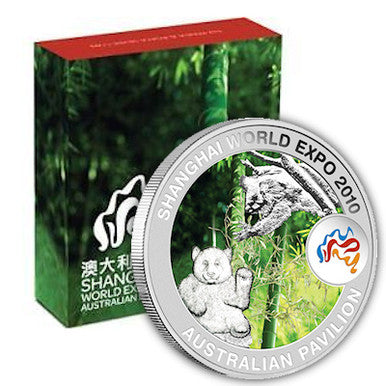 2010 $1 Shanghai World Expo Panda & Koala 1oz Silver Coin