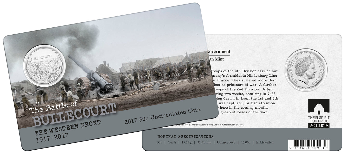 2017 50c The Battle of Bullecourt The Western Front Uncirculated Coin