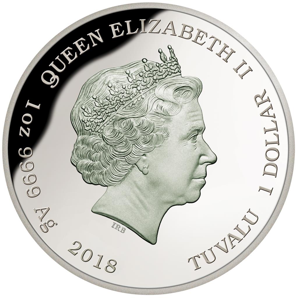 Tuvalu 2018 $1 Endangered and Extinct Powerful Owl 1oz Silver Coloured Proof Coin