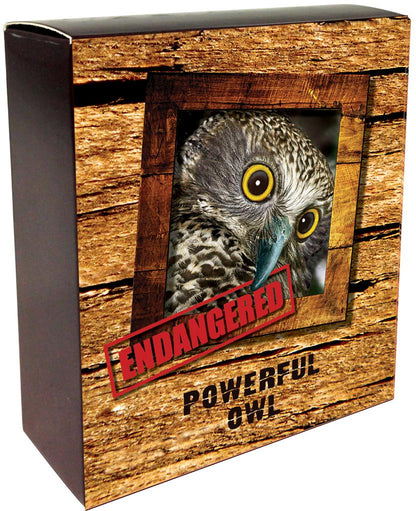 Tuvalu 2018 $1 Endangered and Extinct Powerful Owl 1oz Silver Coloured Proof Coin