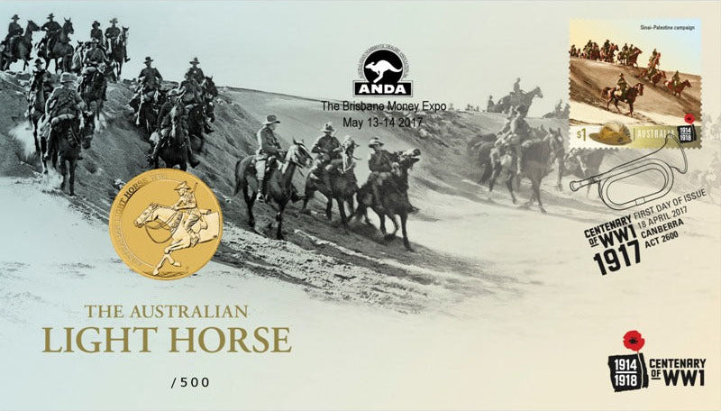 2017 $1 ANDA Brisbane Centenary of WWI The Australian Light Horse PNC