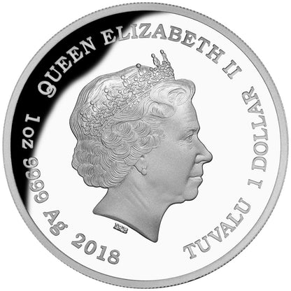 Tuvalu 2018 $1 Australia's Remarkable Reptile Green Tree Python 1oz Silver Coloured Proof Coin