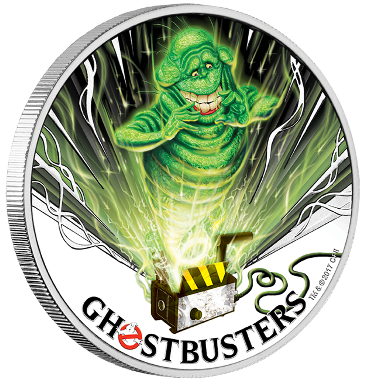Tuvalu 2016 $1 Ghostbusters Slimer 1oz Silver Coloured Proof Coin