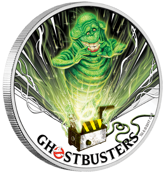 Tuvalu 2016 $1 Ghostbusters Slimer 1oz Silver Coloured Proof Coin