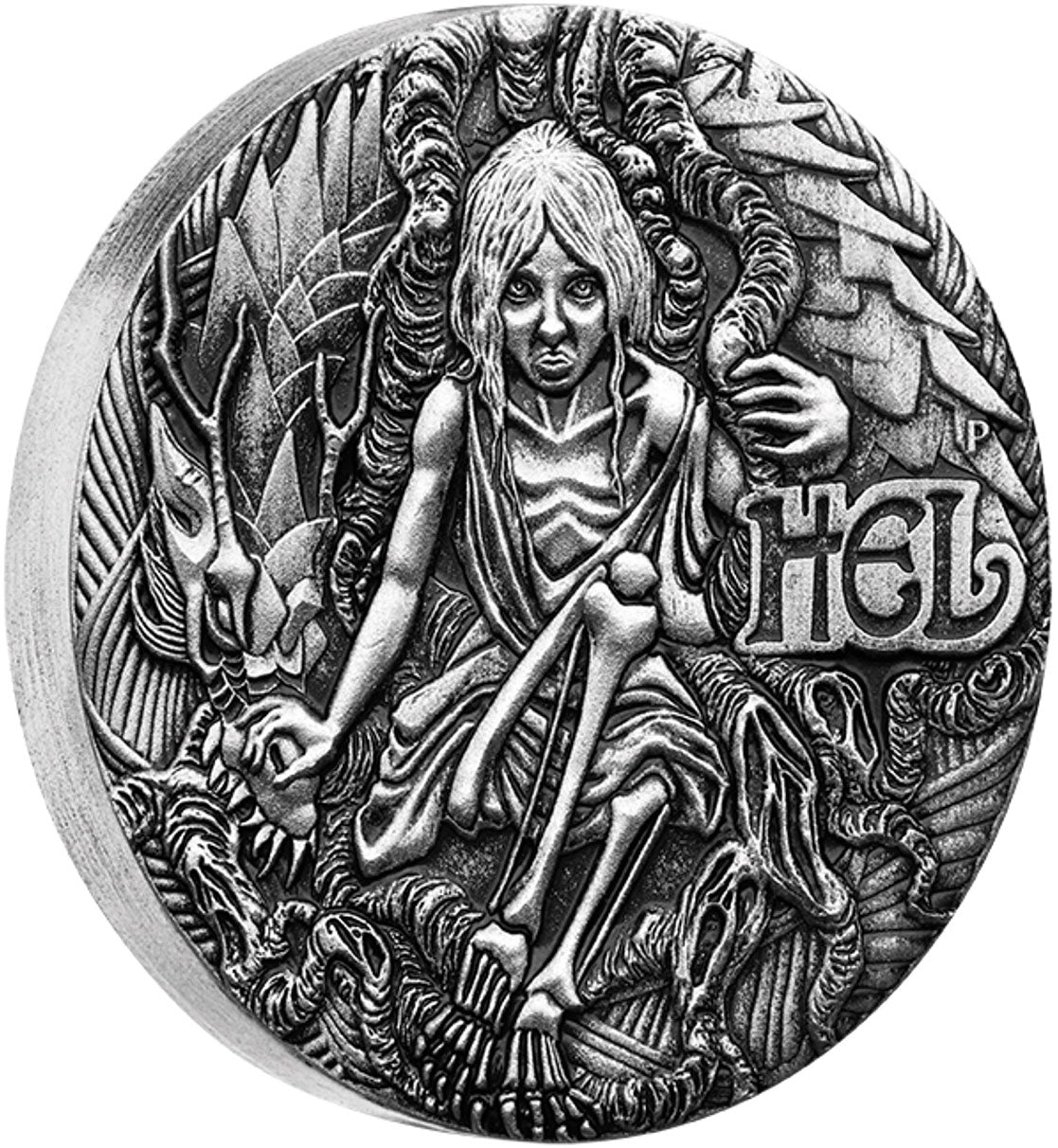 Tuvalu 2017 $2 Norse Goddesses Hel 2oz Silver Antiqued Coin