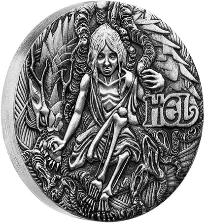 Tuvalu 2017 $2 Norse Goddesses Hel 2oz Silver Antiqued Coin