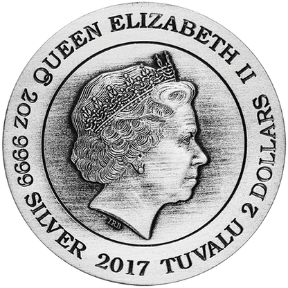 Tuvalu 2017 $2 Norse Goddesses Hel 2oz Silver Antiqued Coin