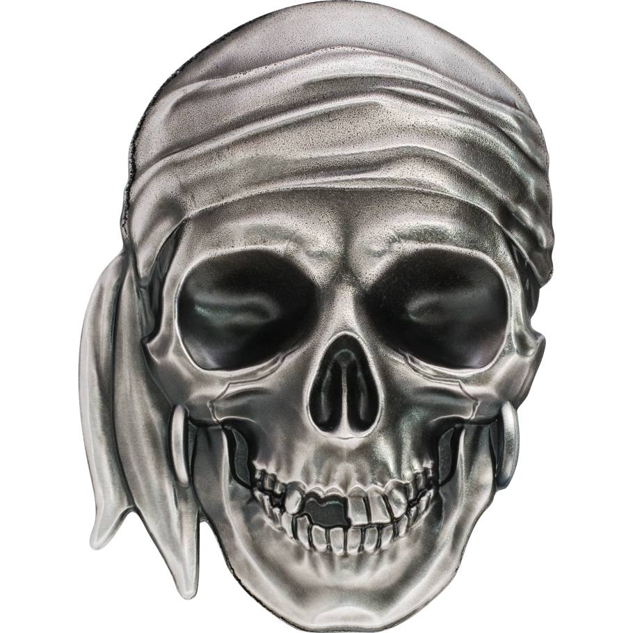 Palau 2017 $5 Pirate Skull 1oz Silver Antiqued Coin