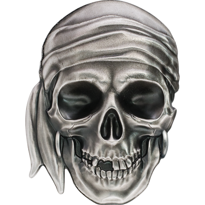 Palau 2017 $5 Pirate Skull 1oz Silver Antiqued Coin
