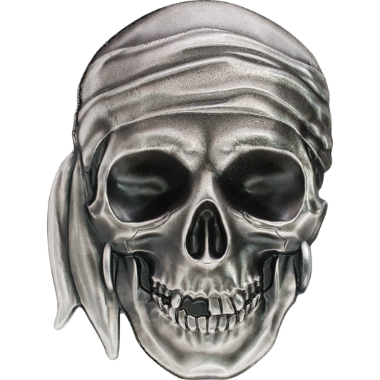 Palau 2017 $5 Pirate Skull 1oz Silver Antiqued Coin