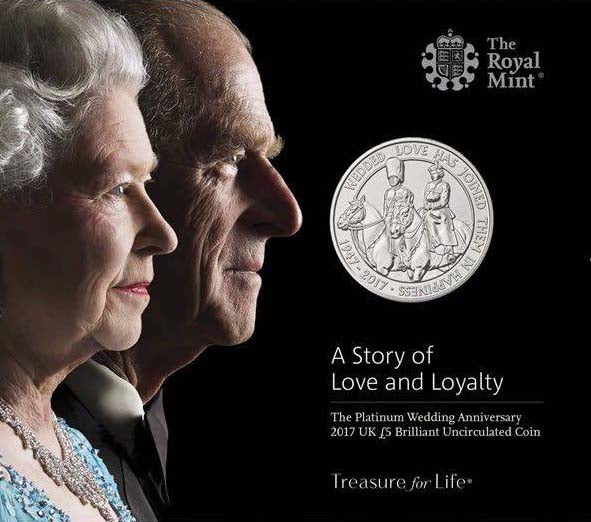 UK 2017 £5 The Platinum Wedding Anniversary Uncirculated Coin