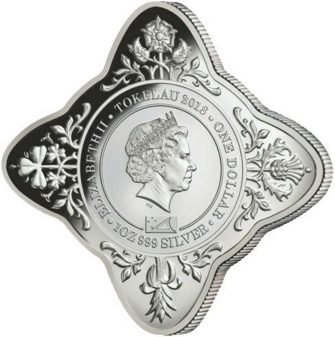 Tokelau 2018 $1 Queen Elizabeth II Coronation 65th Anniversary 1oz Silver Coloured Royal Star Shaped Proof Coin