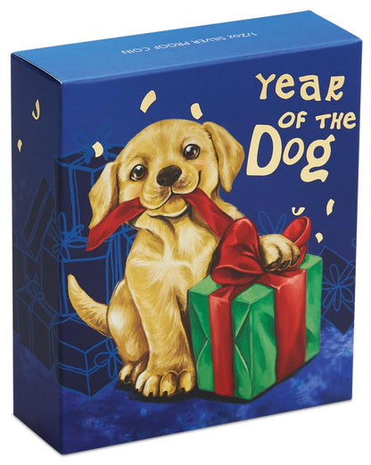 Tuvalu 2018 50c Lunar Baby Year of The Dog 1/2oz Silver Coloured Proof Coin