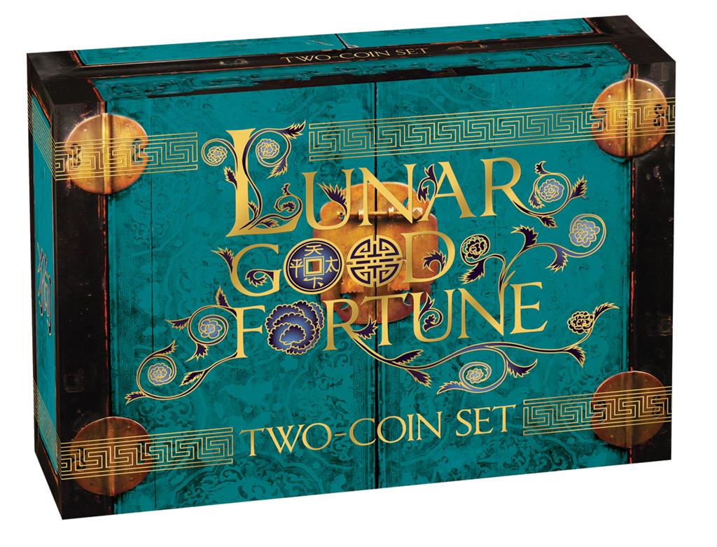 Tuvalu 2018 $1 Lunar Good Fortune Year of The Dog Wealth & Wisdom 1oz Silver Coloured 2 Coin Proof Set