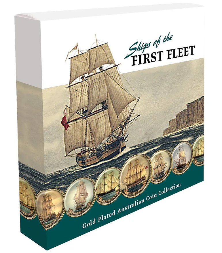 Ships of The First Fleet Gold Plated Halfpenny & Penny Enamel 11 Coin Collection