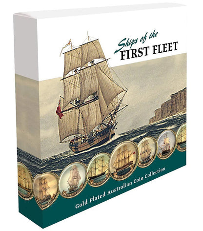 Ships of The First Fleet Gold Plated Halfpenny & Penny Enamel 11 Coin Collection