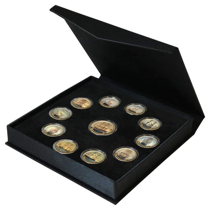 Ships of The First Fleet Gold Plated Halfpenny & Penny Enamel 11 Coin Collection