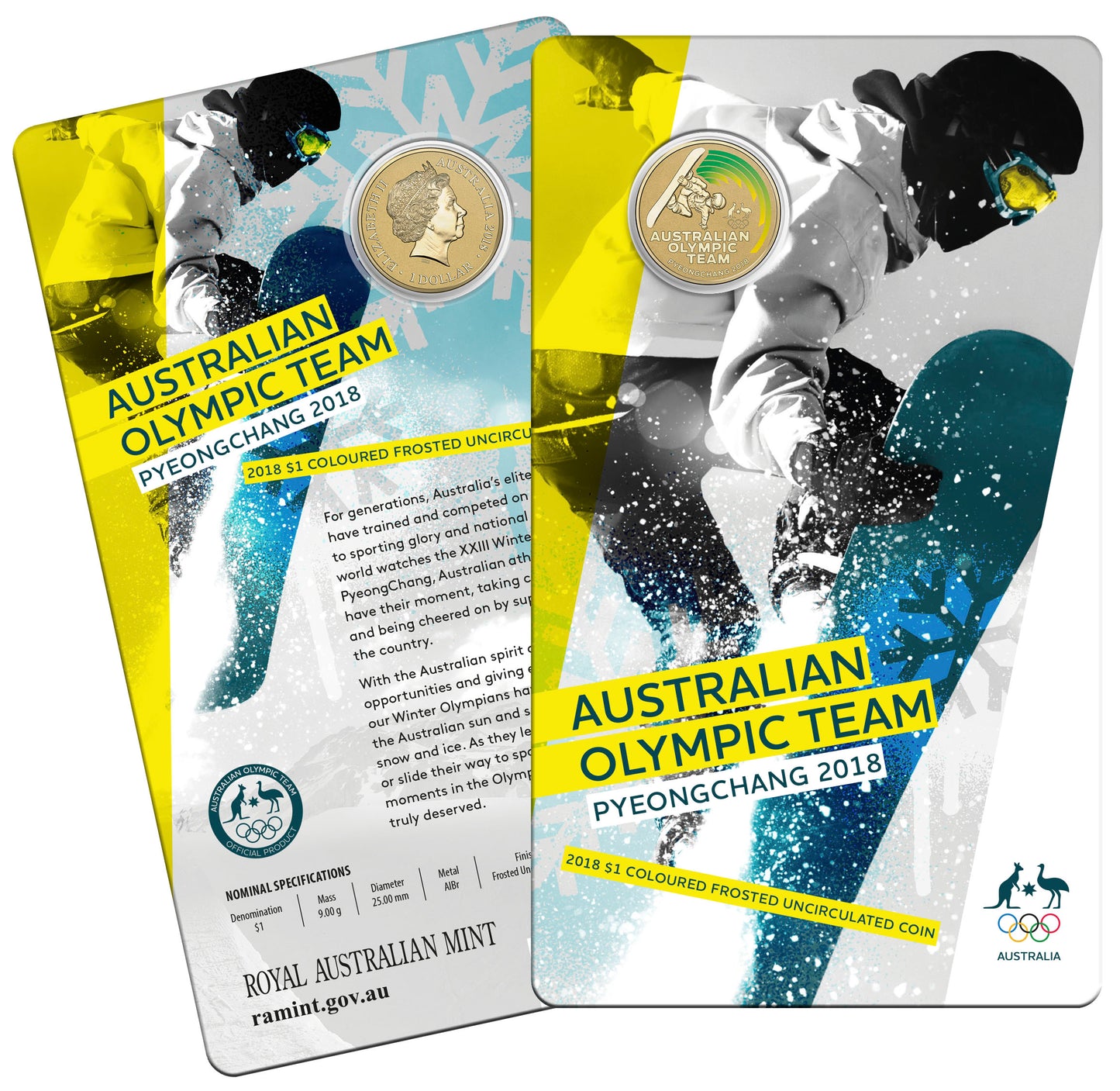 2018 $1 Australian Olympic Team Pyeongchang Coloured Uncirculated Coin