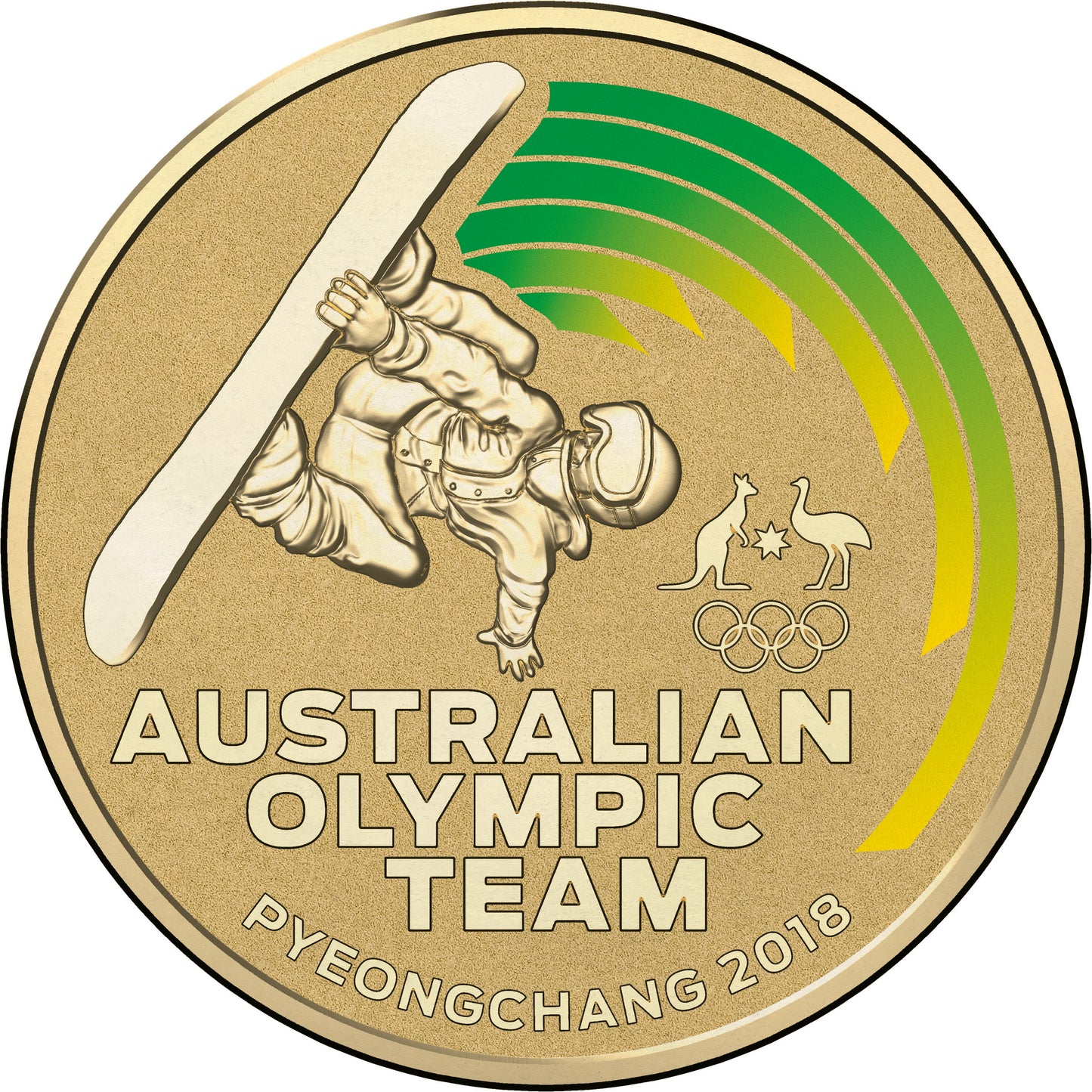 2018 $1 Australian Olympic Team Pyeongchang Coloured Uncirculated Coin