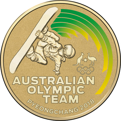2018 $1 Australian Olympic Team Pyeongchang Coloured Uncirculated Coin