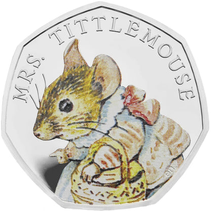 UK 2018 50p Celebrating Beatrix Potter and Her Little Tales Mrs. Tittlemouse Silver Coloured Proof Coin