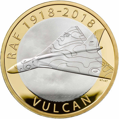 UK 2018 £2 RAF Centenary Vulcan Selectively Gold Plated Silver Proof Coin