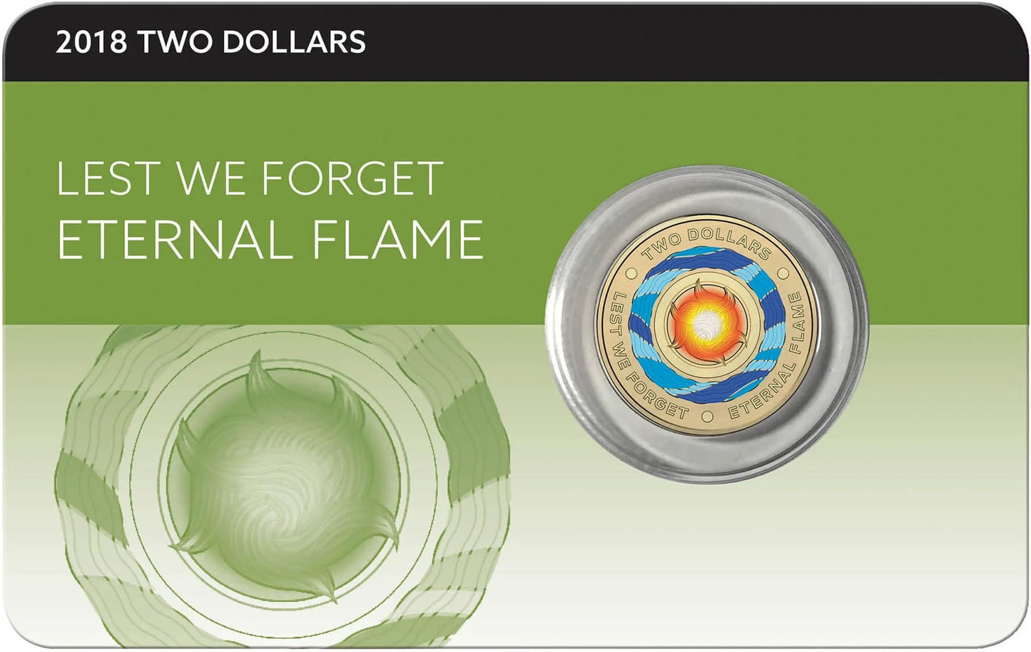 2018 $2 Lest We Forget Eternal Flame Coloured UNC Coin